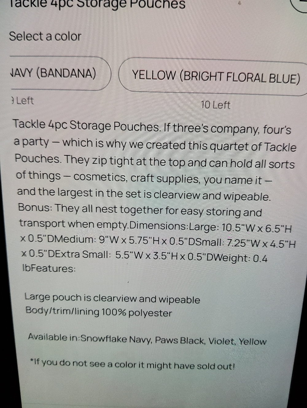 Lug, Tackle, Maples Cream Print Cosmetic/storage Pouches - Picture 5 of 6